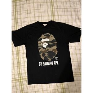 BAPE A Bathing Ape‎ Camo Ape Head Logo Black T Shirt Size Medium
